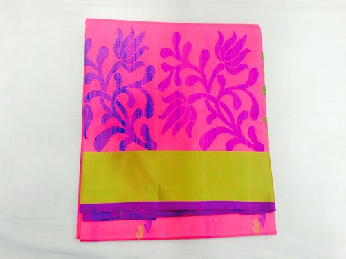 Printed Pure Silk Handloom Pink Saree