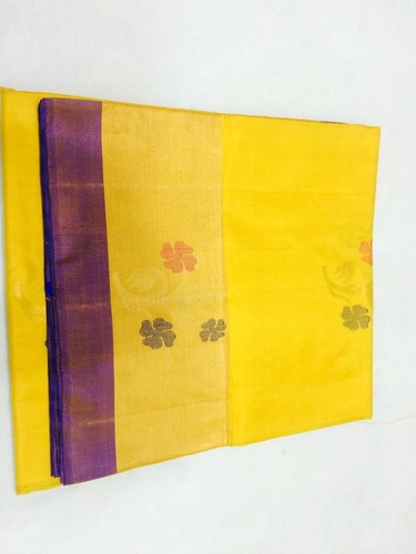 Printed Pure Silk Handloom Yellow Saree