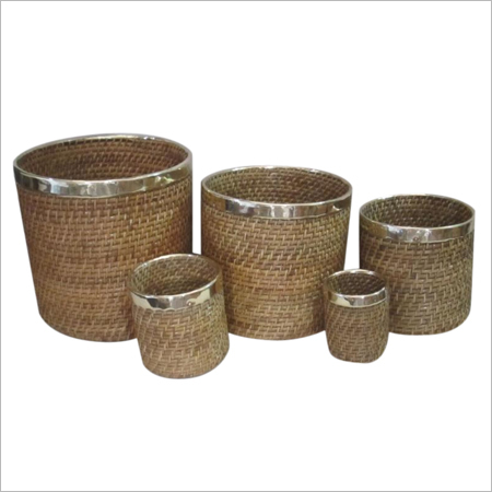 Cane Round Planter Dustbin