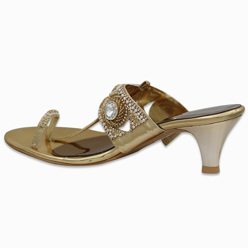Handmade Designer Golden Sandal with Crystal