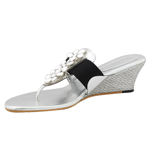 Designer Silver Sandal with Crystals