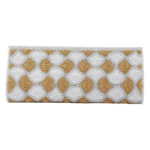 Handmade white and golden Clutch