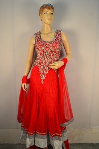 Red Anarkali Designer Suit