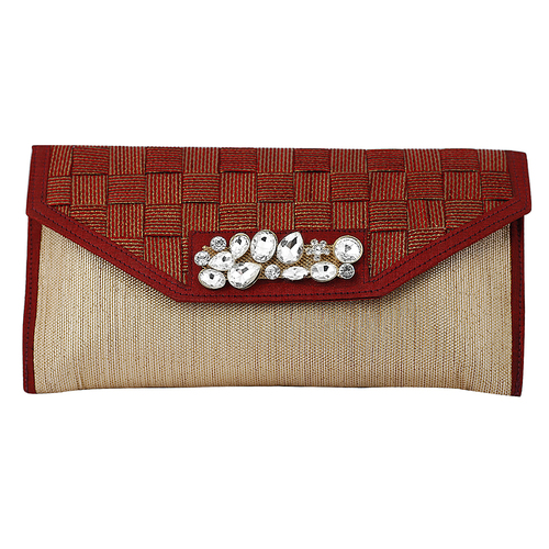 Handmade Designer red and golden Clutch 