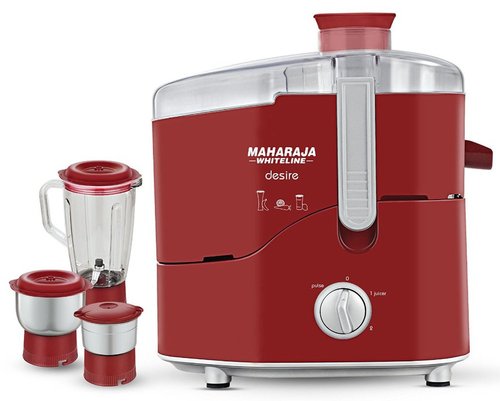 Maharaja Whiteline Desire Red Tressure Juicer Mixer Grinder 550-Watt (Red/Silver)