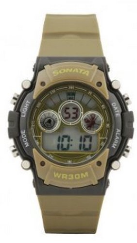 Sonata Digital Brown Dial Men's Watch