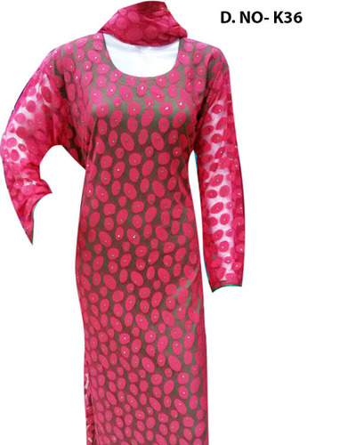 Lycra+Net Work Kaftan - Lycra+Net, Multiple Sizes, Burgundy | Elegant Design, Comfortable Fit, Durable Fabric, Skin Friendly Texture
