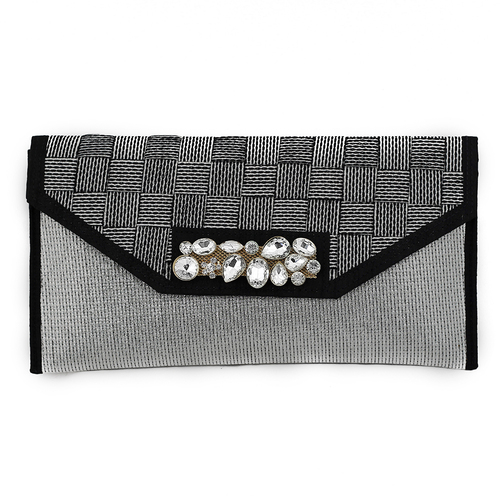 Handmade Designer Black Clutch with Stone  