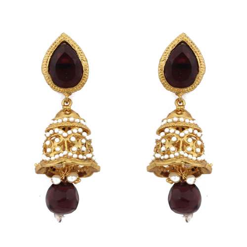Antique Earrings with maroon stone