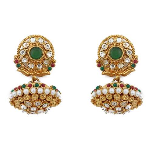 Designer Antique Earrings with Green Stone