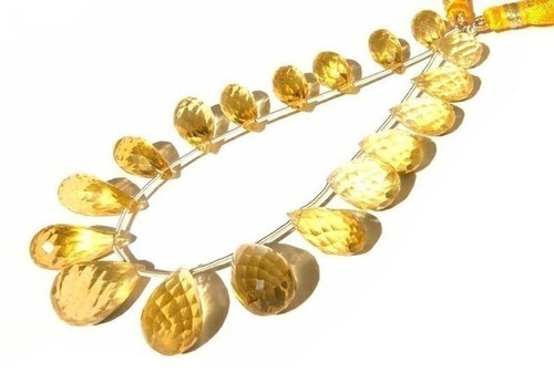 Yellow Citrine Briolette Gemstone Beads
