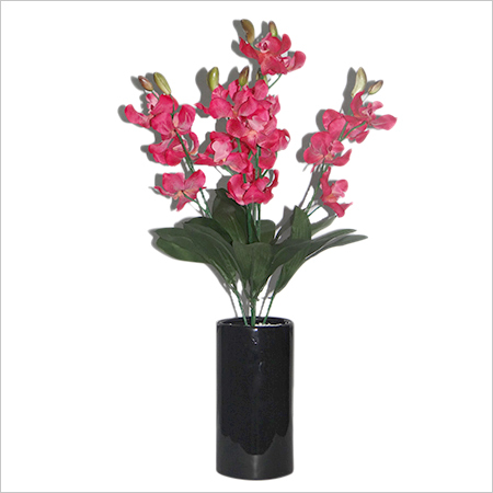 Artificial Handmade Flowers - Silk & Plastic, 12 Inches, Pink Gladiolus, Ceramic Vase | Realistic Look, Durable, Easy Maintenance, Long-Lasting