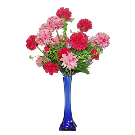 Artificial Designer Flowers - Silk & Plastic, 12 Inch Glass Vase, Pink Red Carnations | Realistic Look, Long-Lasting, Elegant Design