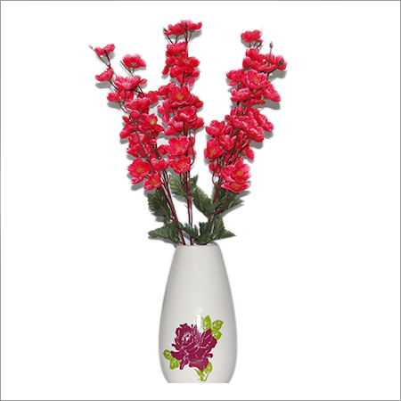 Artificial Designer Flowers - Plastic Ceramic, 12 Inches, Red | Lifelike Appearance, Durable, Easy Maintenance, Versatile Decor