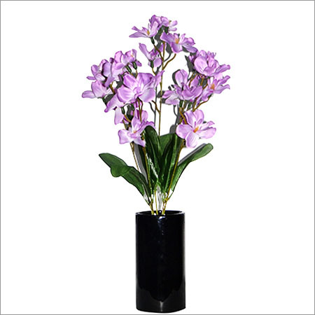 Artificial Designer Flowers - Silk, Plastic 12 Inch, Purple Orchid | Realistic Look, Long-Lasting, Elegant Ceramic Vase