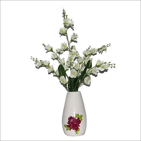 Artificial Designer Flowers - Silk & Ceramic, 12x6 Inches, White | Realistic Look, Easy Maintenance, Versatile Decor