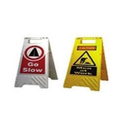 Floor Stands - Plastic, Variable Dimensions, Yellow A-frame | Durable, Portable, Customizable Graphics, Safety Visible