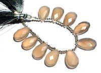 Gray Chalcedony Briolette Gemstone Beads