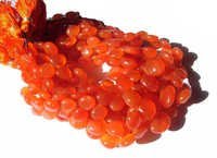 Orange Chalcedony  Briolette Gemstone Beads