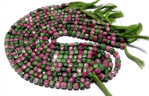 Pink And Green Ruby Josite Briolette Gemstone Beads