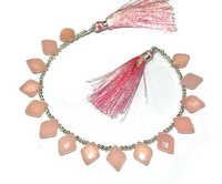 Pink Chalcedony Briolette Gemstone Beads