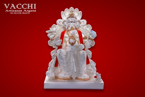 Silver Coated Ganesha Idol