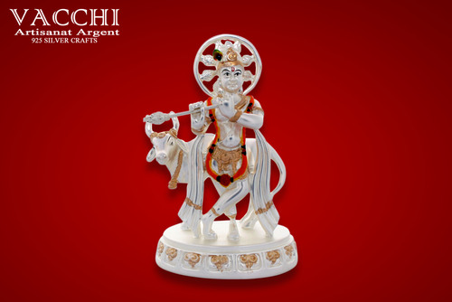  Silver Plated Krishna Idol