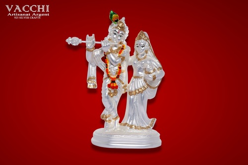 Silver Plated Radha Krishna Idol