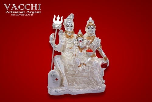 Silver Plated Shiv Parvati Statue