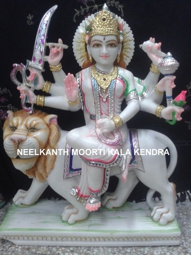 Eco-Friendly Marble Durga Mata Idol