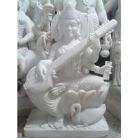 Saraswati Mata Marble Statue - 8-20 Inch, Handmade Polish Finish | Eco-friendly, Easy To Clean, Easy To Install