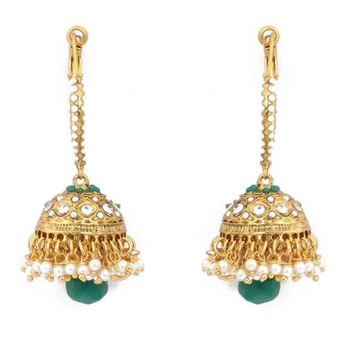 Designer Earring with green drop