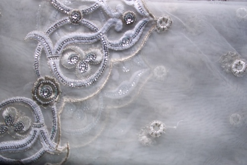 Nylon Viscose Self Jacquard Net Fabric