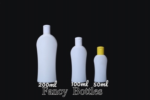Fancy Bottle - HDPE Plastic, 50-200 ml, White Color | Soft Hardness, Flip Top Cap, Ideal for Shampoo Storage