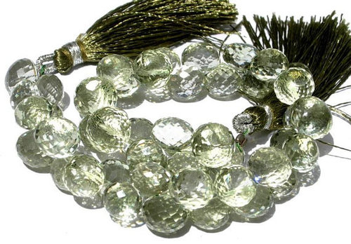 Green Lemon Topaz  Briolette Gemstone Beads