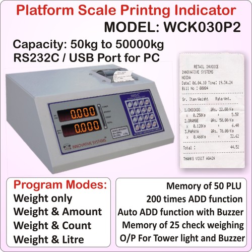Platform Scale Receipt Printing Indicator Load: 1-10  Kilograms (Kg)
