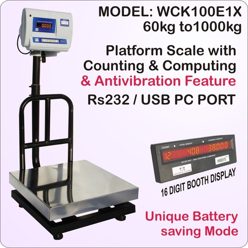 Commercial Platform Scale - Plastic Material, 50kg to 5000kg Capacity | Accurate Digital Display, Portable Design, Anti-Vibration Feature, Low Battery Indication