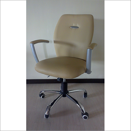 Office Chair - Leatherette, 20x24x48 in, Beige | Fixed Armrest, Ergonomic Support, Mobility, Durability