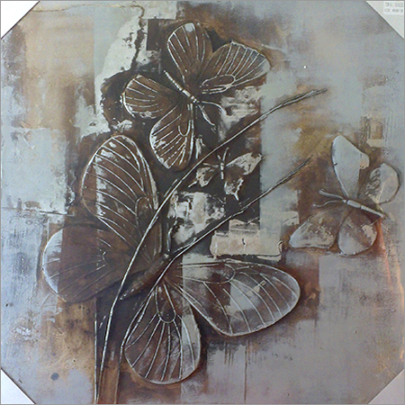 Painting - Oil on Canvas, Grey | Unique Artwork, Intricate Details, Beautiful Butterflies, Matte Finish, Abstract Square Design