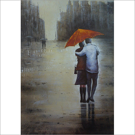 Painting - Oil Paint Canvas, 24x36 Inches, Orange | Unique Artwork, Glossy Finish, Impressionistic Style, Unframed