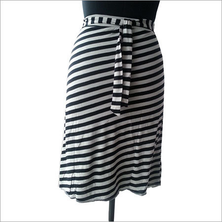Black & White Knee Length Straight Skirt