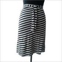 Black & White Knee Length Straight Skirt
