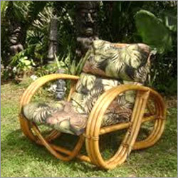 Cane Arm Chair - Indian Cane, Glossy Gala Polish, Vintage Style, Cushioned Seating