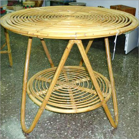 Table - Indian Cane, Round, Two-tiered | Stylish Design, Glossy Finish, Durable, Easy Assembly