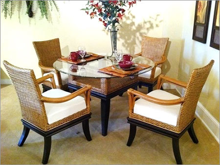 Rattan Cane Tea Table Set