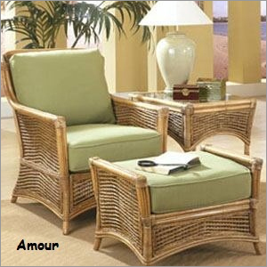 Cane Arm Chair with Foot Rest