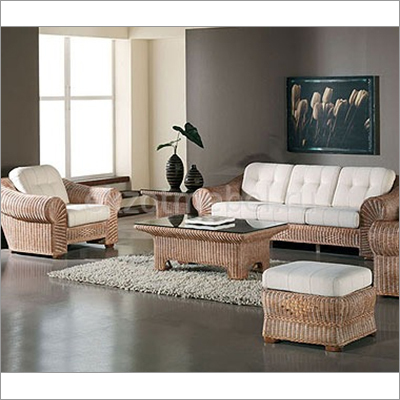 Cane Sofa Set with Center Table