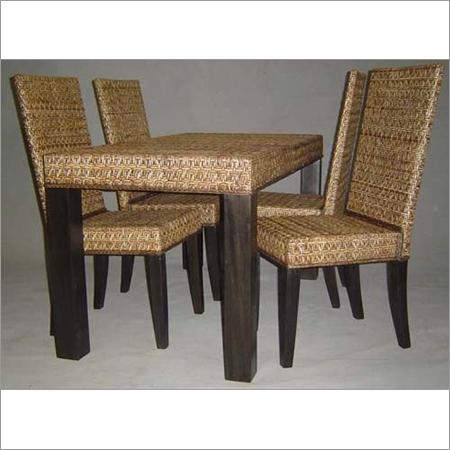 Rattan Webbing Wooden Dining Set