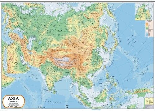 Asia Physical Map Manufacturer, Asia Physical Map Supplier, Delhi(NCR)