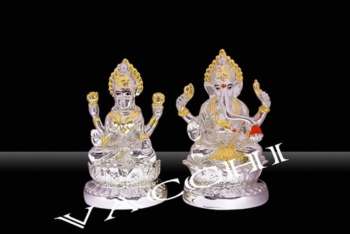 Silver Coated Laxmi Ganesha